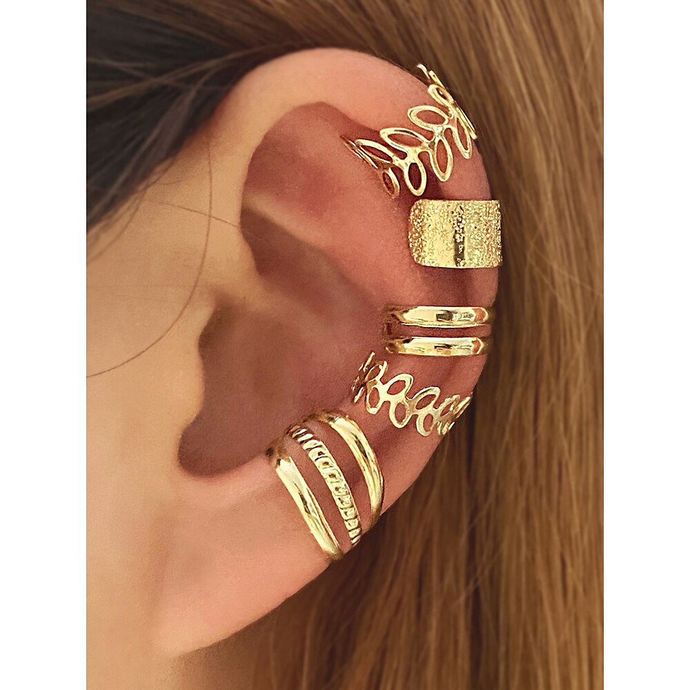 goldenes Ear-Cuff-Set - nicht durchdringende Ohrklemmen aus Legierung mit einzigartigem Design, minimalistischer Stil für Frauen, perfekt für Partys, den Alltag und als Geschenk Lightinthebox