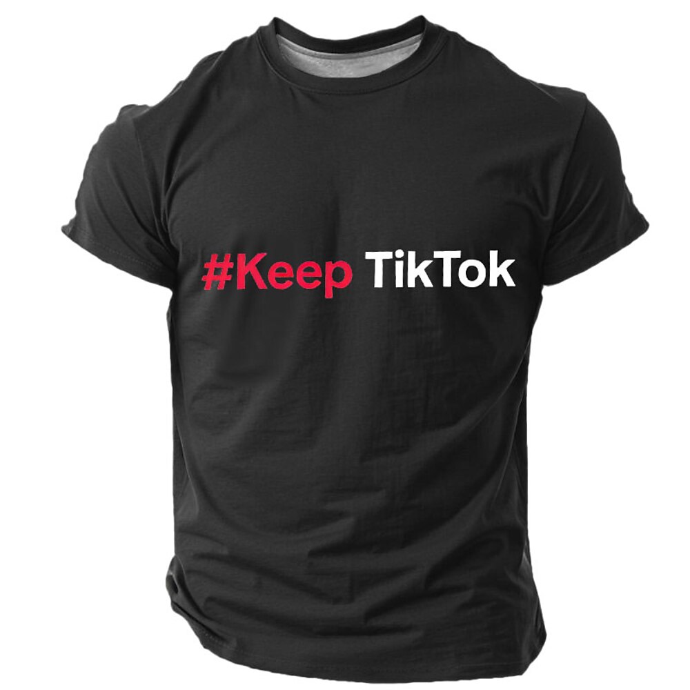 Herren T-Shirt „Keep Tiktok Rednote" kurzärmliges T-Shirt mit 3D-Aufdruck und Rundhalsausschnitt, modisch, für den Alltag, auf der Straße, schwarz, weiß, blau, Sommer, Frühling, Kleidung, S, M, L, XL, Lightinthebox