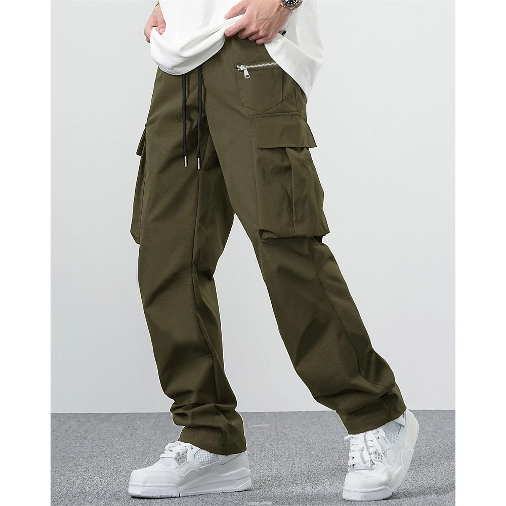 Herren Cargohose Cargohosen Hose Hosen Kordelzug Elastische Taille Multi Pocket Glatt tragbar Outdoor Täglich Campen und Wandern Modisch Klassisch Armeegrün Schwarz Lightinthebox