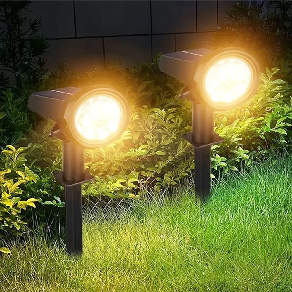 superheller LED-Solar-Außenstrahler, verstellbarer Schalter, wasserdichte Landschaftsbeleuchtung, 18 LED-Solar-Rasenleuchte für Garten, Baum, Teich, Schwimmbad und Innenhof, Lightinthebox