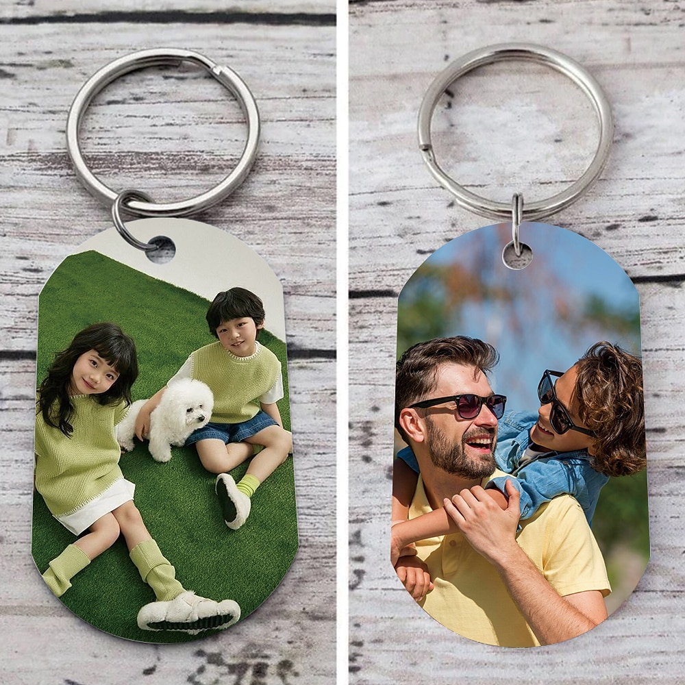 personalisierter doppelseitiger Foto-Schlüsselanhänger - individuelles Edelstahl-Anhänger-Ornament-Geschenk für Freund, Freundin, zum Andenken an Ihr Haustier oder zum Jahrestag - einzigartiges individuelles Schlüsselanhänger-Geschenk Lightinthebox