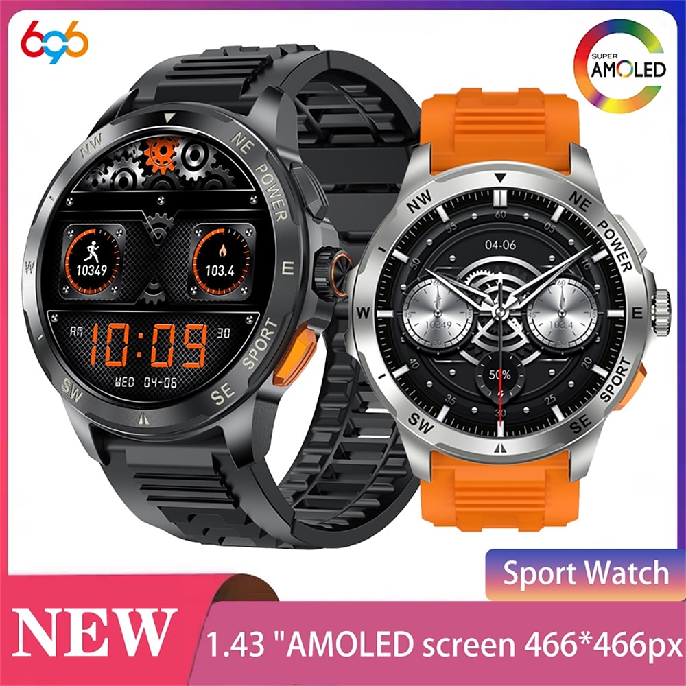 696 AK77 Smartwatch 1.43 Zoll Smart-Armband Bluetooth Schrittzähler Anruferinnerung Schlaf-Tracker Kompatibel mit Android iOS Damen Herren Freisprechanlage Nachrichterinnerung Kamera Kontrolle IP 67 Lightinthebox