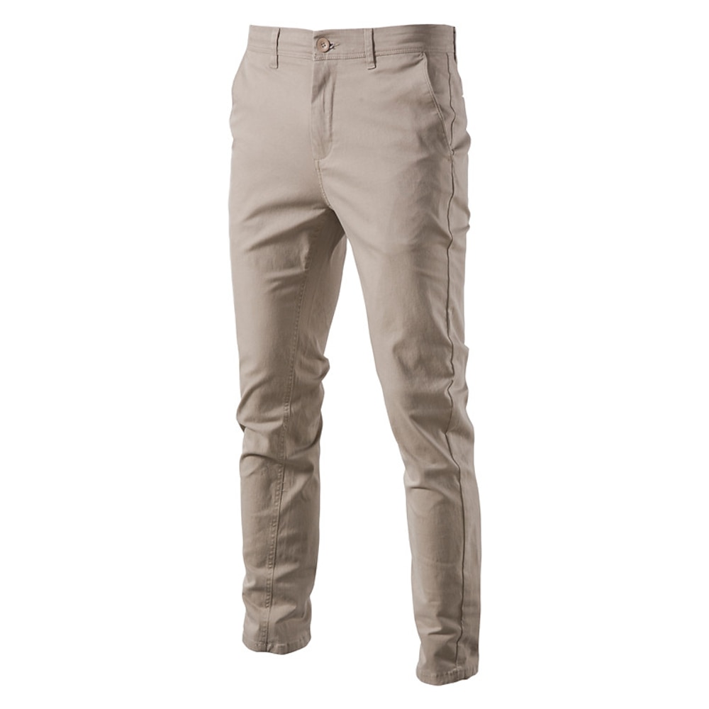 Herren Chinesisch Chino Knopf Tasche Feste Farbe Atmungsaktiv tragbar In voller Länge Outdoor Casual Täglich Stilvoll Einfach Schwarz Gelb Mikro-elastisch Lightinthebox