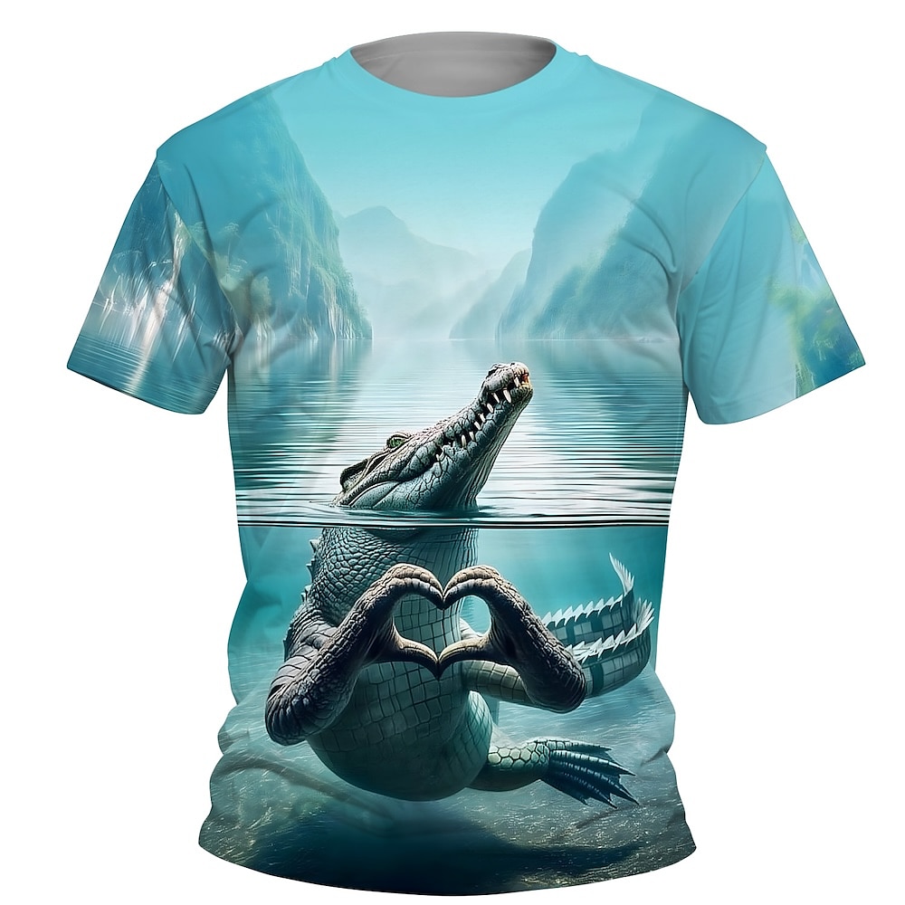 Jungen 3D Graphic Tier Krokodilmuster T-Shirt Kurzarm Sommer Frühling Modisch Basic kinderkleidung 4-12 Jahre Rundhalsausschnitt Outdoor Casual Täglich Regular Fit Lightinthebox