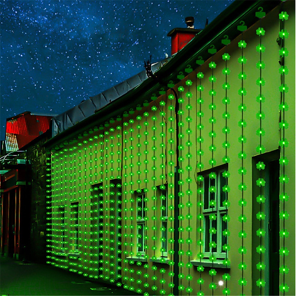 LED-Kleeblatt-Lichtervorhang zum St. Patrick's Day - 100 LEDs/300 LEDs Lichterkette aus Lederdraht mit Fernbedienung, dekorative USB-Beleuchtung für Festpartys, Wohnzimmer und Raumdekorationen, 1 Set Lightinthebox