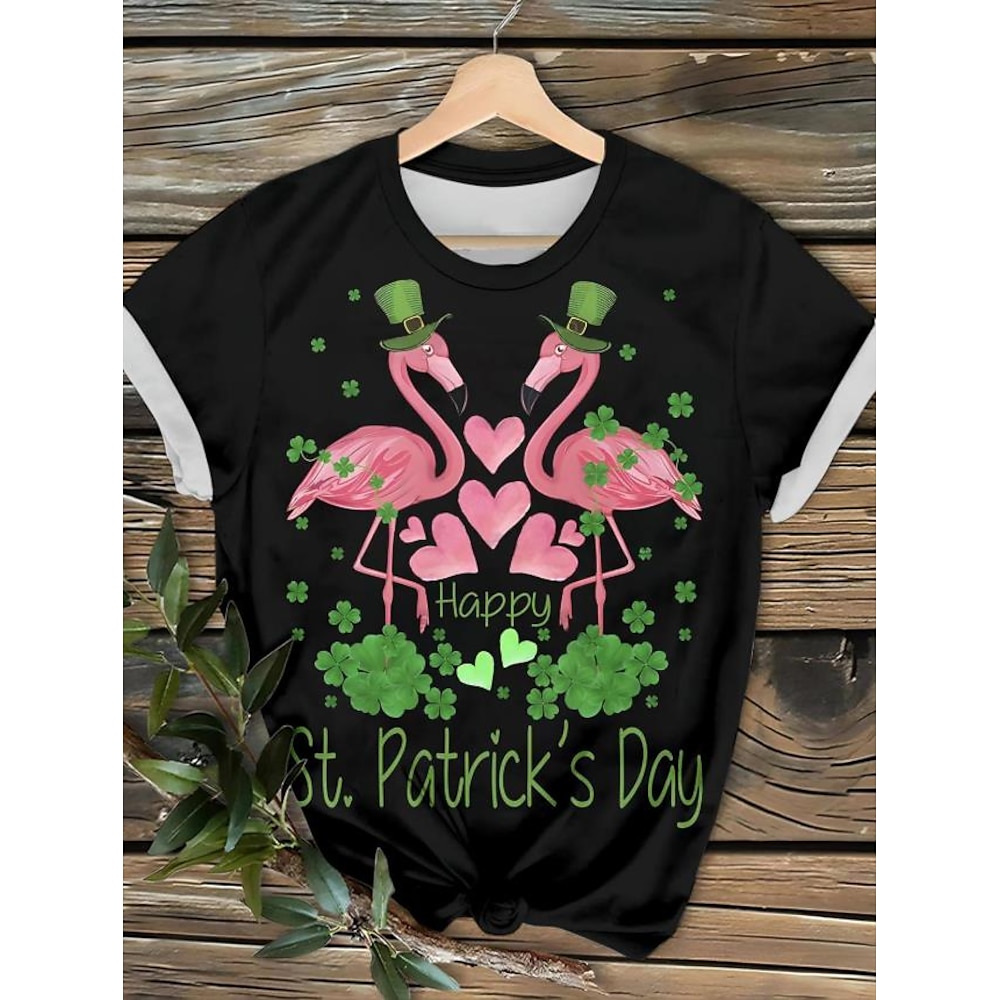 Damen T Shirt Brautkleider schlicht St. Patrick Tier Normale Oberteile Kurzarm Rundhalsausschnitt Bedruckt Regular Fit Täglich Schwarz Sommer Lightinthebox