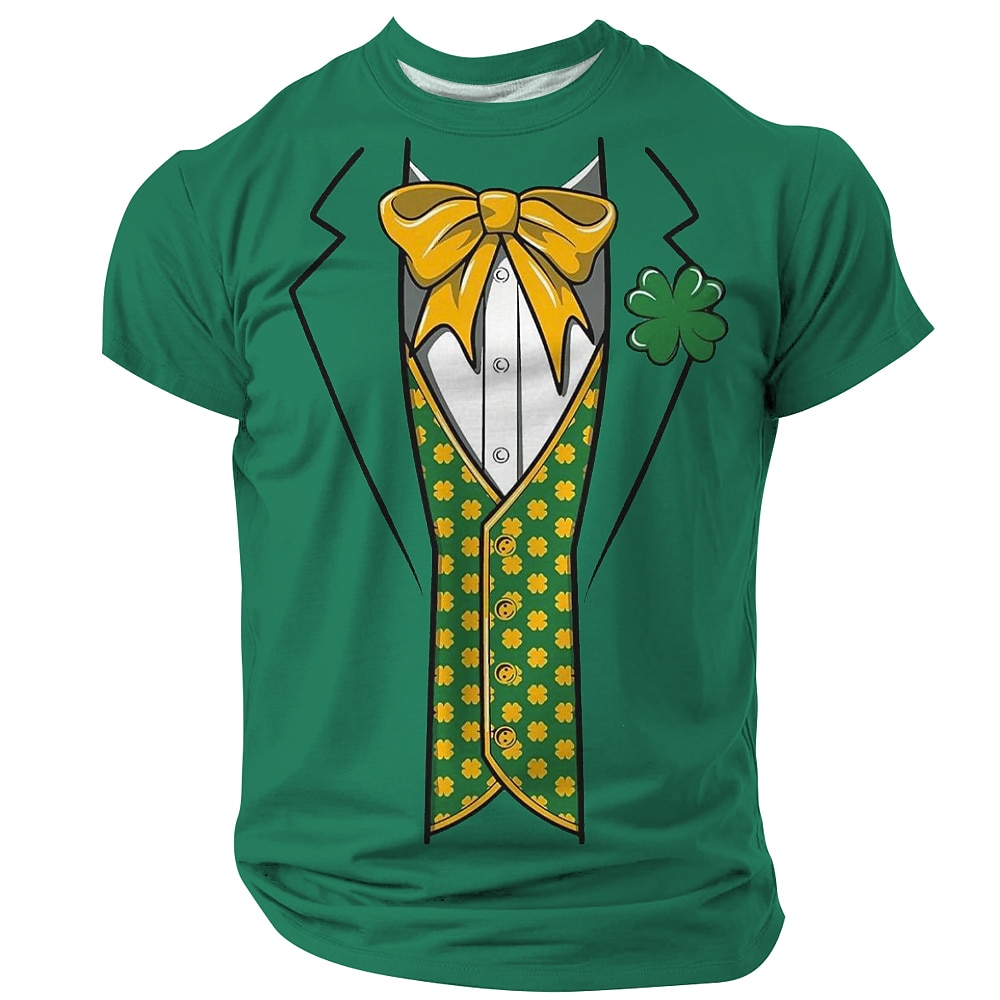 St. Patrick Herren Kleeblatt Kostüm T Shirt Kurzarm T-Shirt 3D-Druck Rundhalsausschnitt Hemd Designer Brautkleider schlicht Party Festtage Klub Grün Sommer Frühling Bekleidung S M L XL XXL XXXL Lightinthebox