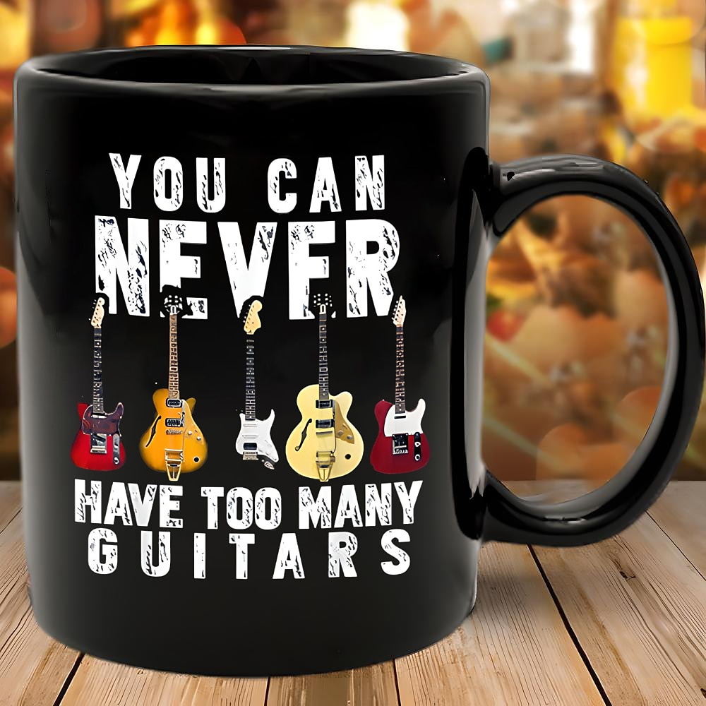 Gitarren-Kaffeetasse, schwarz, Retro-Vintage-Keramiktasse mit Grafikdesign, 330 ml, perfektes Geschenk für Musikliebhaber, Gitarristen und Bandmitglieder Lightinthebox