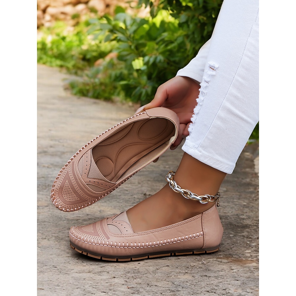 Damen Halbschuhe Klassische Loafer Weiche Schuhe Komfort Schuhe Täglich Reise Muttertag Flacher Absatz Runde Zehe Brautkleider schlicht Komfort Minimalismus Kunstleder Elastisches Gewebe Halbschuhe Lightinthebox