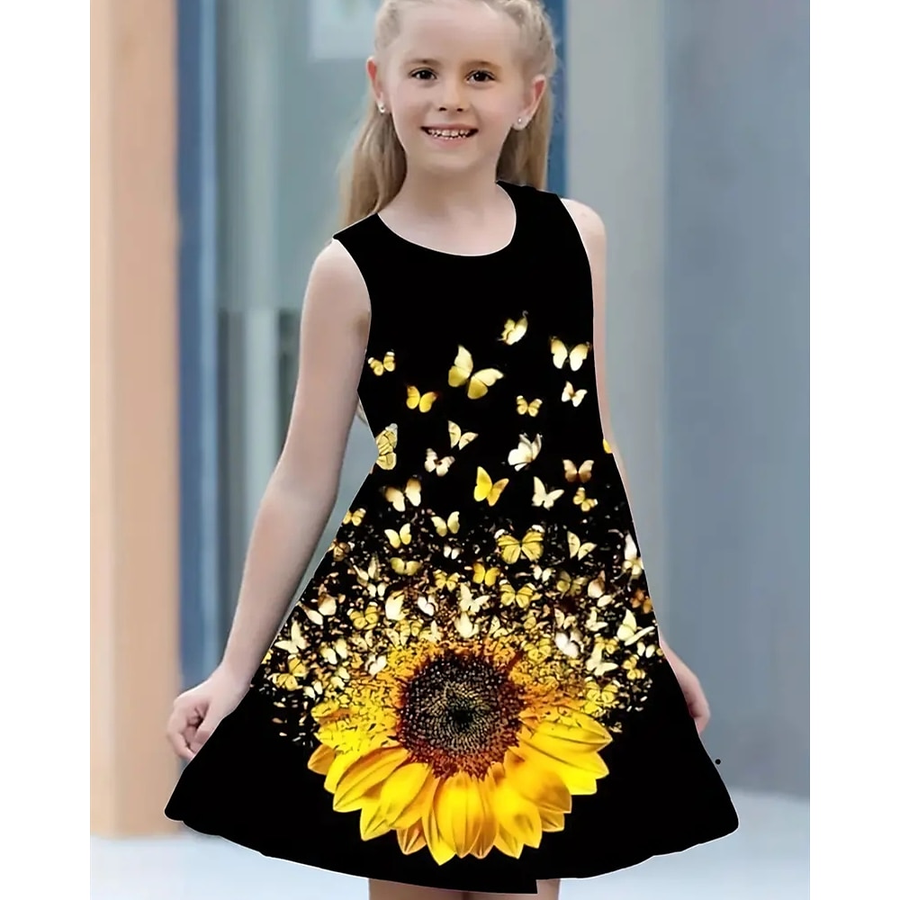 Mädchen' 3D Graphic Bühnenlicht vielfarbig Kleid Ärmellos Sommer Frühling Urlaub Täglich Festtage Prinzessin Schön Süß kinderkleidung 4-12 Jahre Casual kleid A Linie Kleid Knielang Regular Fit Lightinthebox