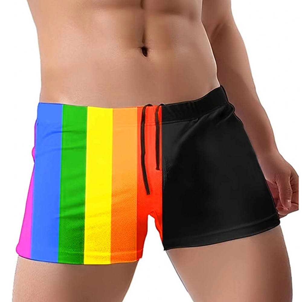 Herren Bademode Surfshorts Badehose Schwimmshorts kurz Bademode Unten Schwimmen Surfen Strand Wassersport Patchwork Sommer Frühling Lightinthebox