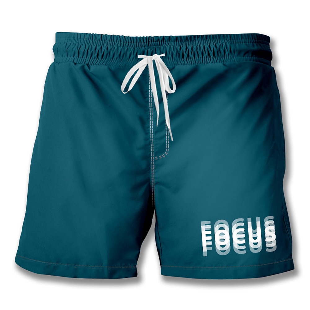 Herren 3D-Druck Brief drucken Badeshorts Boardshorts Badeshorts Mittlere Taillenlinie Strassenmode Hawaiianisch Casual Festtage Strandurlaub Tasche Kordelzug Elastische Taille Designer Bekleidung Lightinthebox