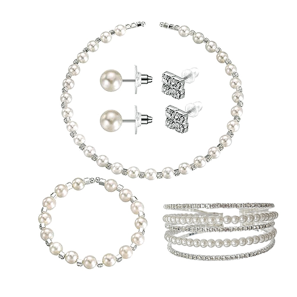 Brautschmuck-Sets 1 Aleación Ohrringe Halsketten Armbänder Damen Stilvoll Niedlich Freude Geometrische Form Schmuck-Set Für Party Lightinthebox