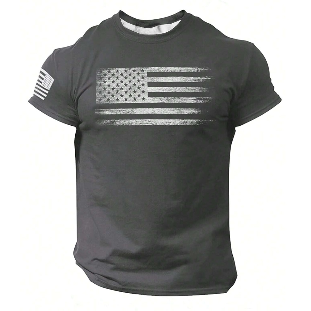 Amerikanischer Unabhängigkeitstag Herren Amerikanische US-Flagge T Shirt Polyester Kurzarm Grafik Hemd Schwarz Grau Bequemes T-Shirt Strasse Modedesigner-Kleidung Lightinthebox