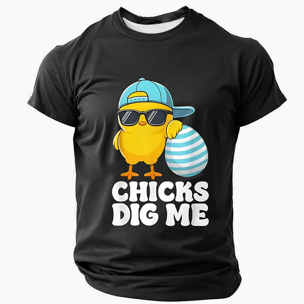 Ostern Herren Chicks Dig Me Lustiges T-Shirt Kurzarm T-Shirt 3D-Druck Rundhals-Shirt Designer Casual Party Urlaub Schwarz Blau Grün Sommer Frühling Kleidung Bekleidung S M L XL XXL XXXL Lightinthebox