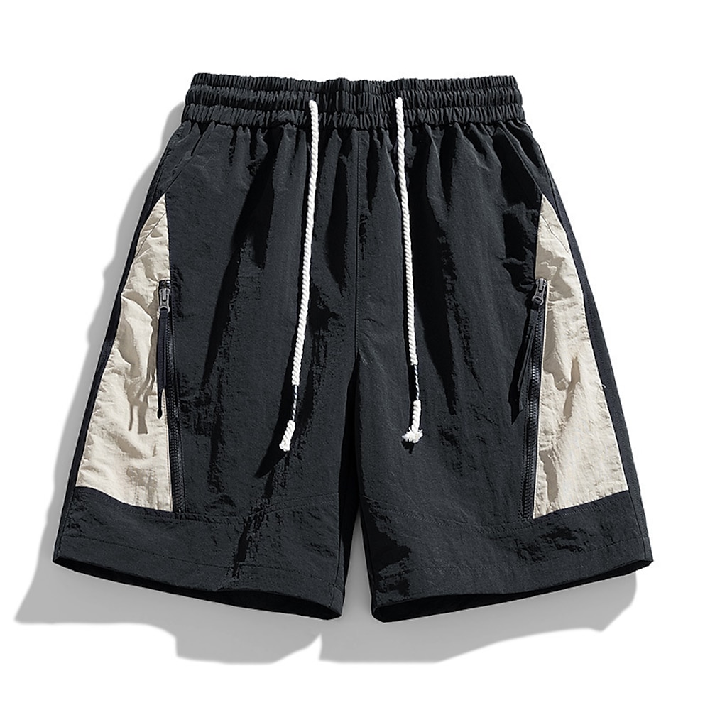 Herren Cargo Shorts Kurze Hosen Shorts Kurze Hosen Bermudas Lässige Shorts Kordelzug Tasche mit Reißverschluss Gerade geschnitten Farbblock Glatt Atmungsaktiv Feuchtigkeitsableitung Knielänge Outdoor Lightinthebox