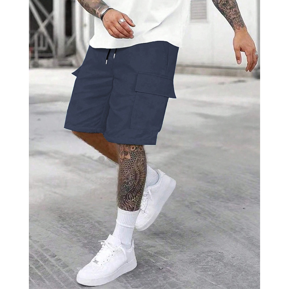 Herren Cargo Shorts Kurze Hosen Shorts Kurze Hosen Kurze Hose für Wanderer Kordelzug Elastische Taille Multi Pocket Glatt tragbar Kurz Outdoor Täglich Campen und Wandern Modisch Klassisch Schwarz Lightinthebox