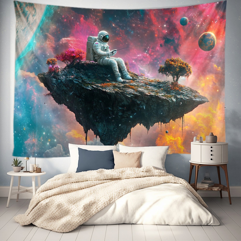 Fantasie Galaxie Astronaut Hängende Wandteppich Wandkunst Großer Wandteppich Wandmalerei Dekor Fotografie Hintergrund Decke Vorhang Heim Schlafzimmer Wohnzimmer Dekoration Lightinthebox