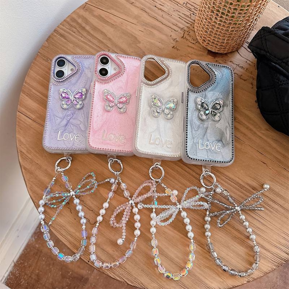 Handy Hülle Handyhüllen Für iPhone 16 iPhone 16 Pro iPhone 16 Pro Max iPhone 15 iPhone 15 Pro Max iPhone 14 Pro Max iPhone 13 12 Pro Max Rückseite mit Handschlaufe Bling Glitzer glänzend Stoßresistent Lightinthebox