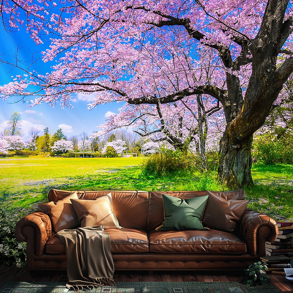 Landschaft Frühling Blüten Wandteppich Wandkunst Großer Wandteppich Mural Deko Fotografischer Hintergrund Decke Vorhang Heim Schlafzimmer Wohnzimmer Dekoration Lightinthebox