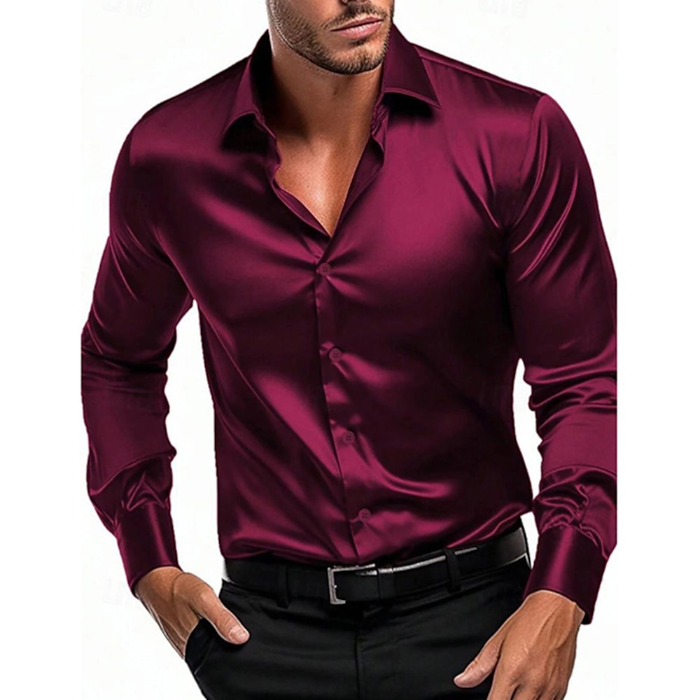 Herren Hemd Sommerhemd Lässiges Hemd Strandhemd Knopfhemd Schwarz Weiß Wein Königliches Blau Grün Langarm Glatt Kargen Urlaub Hawaiianisch Button-Down Bekleidung Polyester Modisch Brautkleider Lightinthebox