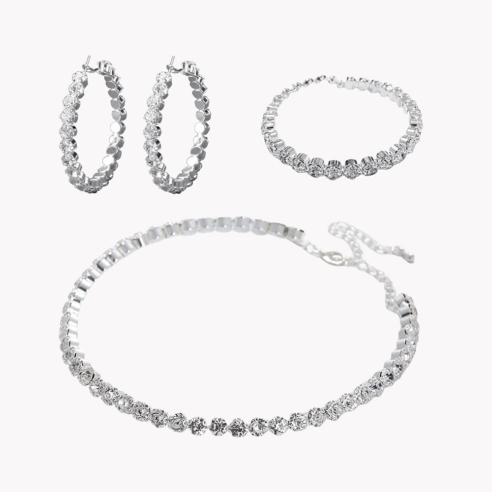 Brautschmuck-Sets 1 Aleación 1 Armreif Ohrringe Halsketten Damen Stilvoll Luxus Niedlich Freude Geometrische Form Schmuck-Set Für Party Lightinthebox