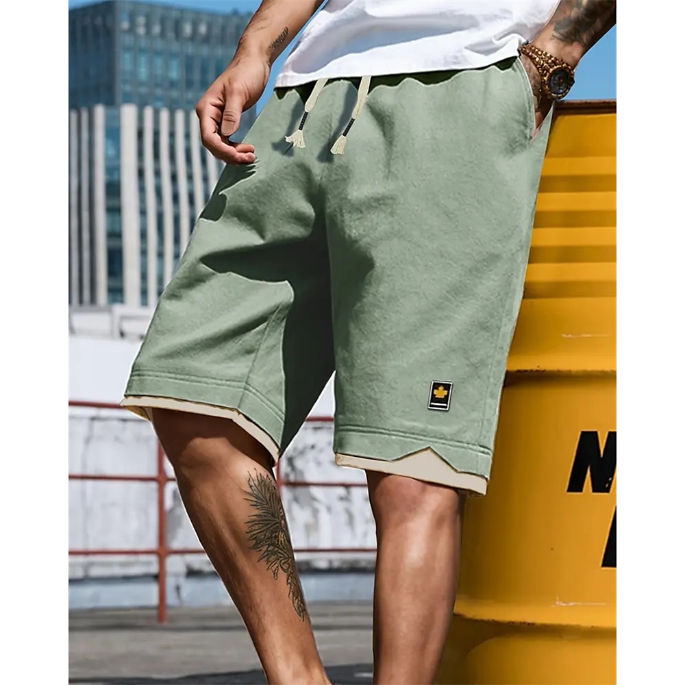 Herren Shorts Kurze Hosen Sommer-Shorts Lässige Shorts Tasche Kordelzug Elastische Taille Patchwork Komfort Atmungsaktiv Kurz Outdoor Urlaub Sport Brautkleider schlicht Schwarz Blau Lightinthebox