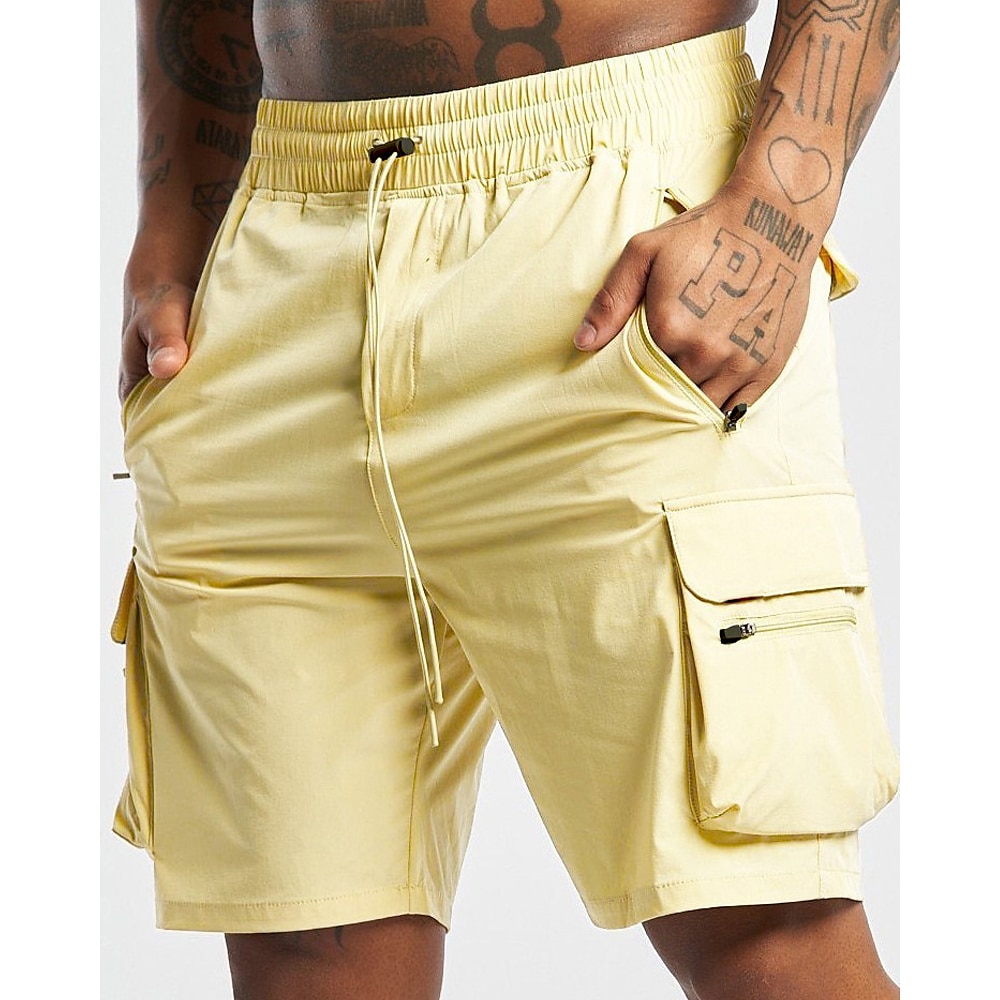 Herren Cargo Shorts Kurze Hosen Shorts Kurze Hosen Kordelzug Elastische Taille Tasche mit Reißverschluss Glatt Schnelltrocknend tragbar Kurz Outdoor Täglich Campen und Wandern Modisch Klassisch Lightinthebox