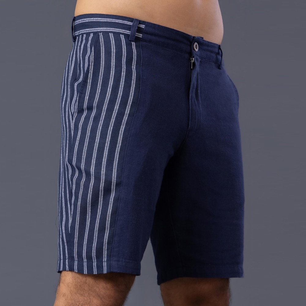 Herren Shorts Kurze Hosen Leinenshorts Kurze Hosen Sommer-Shorts Strandshorts Kurze Hosen Patchwork Streifen Gerade geschnitten Glatt Atmungsaktiv Weich Knielänge Casual Täglich Festtage Modisch Lightinthebox