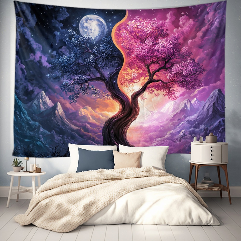 Fantasy Lebensbaum hängende Tapete Wandkunst große Tapete Wandmalerei Dekor Fotohintergrund Decke Vorhang Wohnheim Schlafzimmer Wohnzimmer Dekoration Lightinthebox