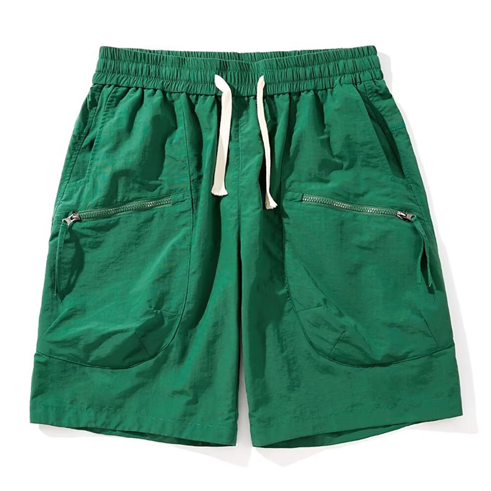 Herren Cargo Shorts Kurze Hosen Shorts Kurze Hosen Bermudas Lässige Shorts Elastische Taille Tasche mit Reißverschluss Gerade geschnitten Glatt Atmungsaktiv Feuchtigkeitsableitung Knielänge Outdoor Lightinthebox