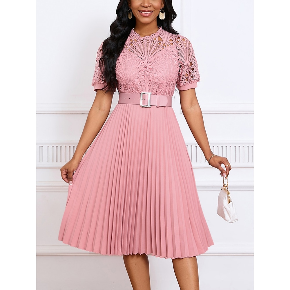 Damen Maxidress A Linie Kleid Figurbetontes Kleid Elegant Ausgefallene Formal kleid hochzeitsgast Cocktailparty Regular Fit Graphic Kurzarm Rundhalsausschnitt Erröten Sie Rosa Schwarz Weiß Rosa Sommer Lightinthebox