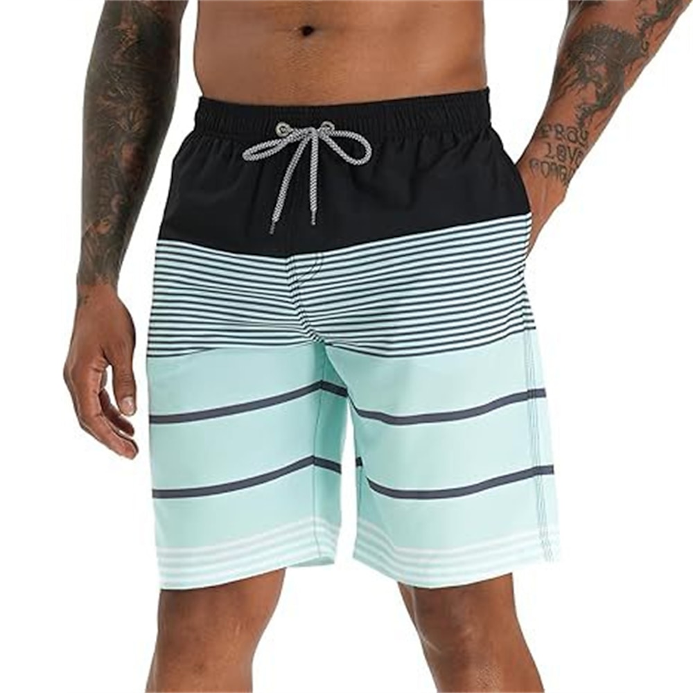 Herren Bademode Surfshorts Badehose Schwimmshorts kurz 4-Wege-Stretchgewebe Surfshorts Unten Kordelzug Mit Taschen Schwimmen Surfen Strand Wassersport Streifen Sommer Frühling Lightinthebox