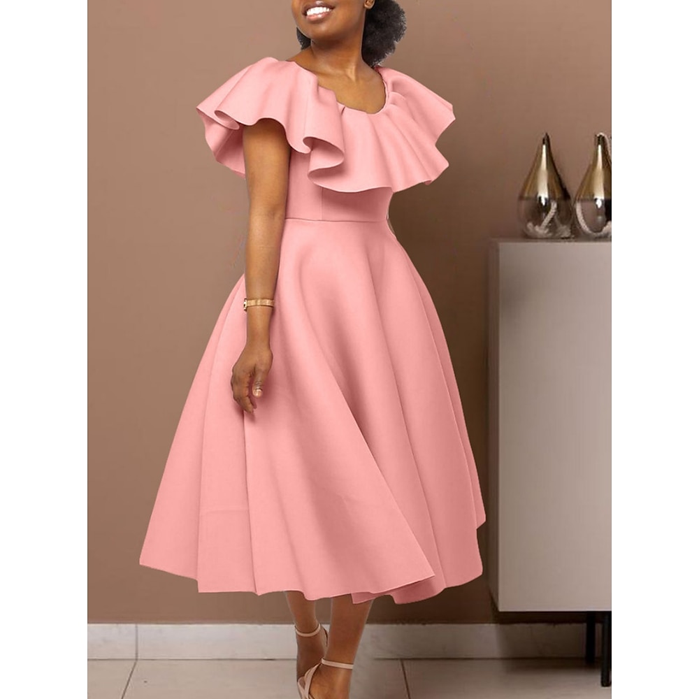 Damen Minikleid Ballkleid Cocktailkleid A Linie Kleid Elegant Halbformelle Kleider Party kleid hochzeitsgast Regular Fit Graphic Kurzarm V Ausschnitt Weiß Rosa Rote Grün Sommer Lightinthebox