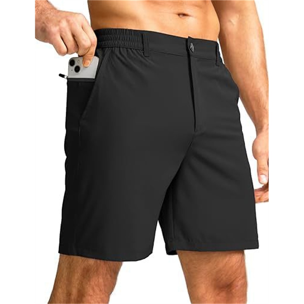 Herren Shorts Kurze Hosen Kleid-Shorts Kurze Golfhosen Knopf Tasche Elastische Taille Glatt Atmungsaktiv Leichtgewichtig Knielänge Outdoor Geschäft Täglich Sport Modisch Schwarz Rote Mikro-elastisch Lightinthebox