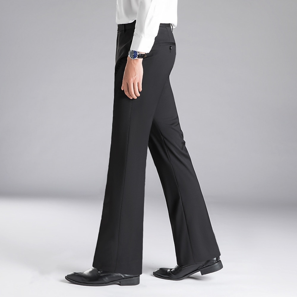 Herren Anzughosen Ausgestellte Hosen Hose Hosen Chinesisch Chino Knopf Tasche Glatt Komfort Formal Party Arbeit Modisch Klassicher Stil Schwarz Marineblau Mikro-elastisch Lightinthebox