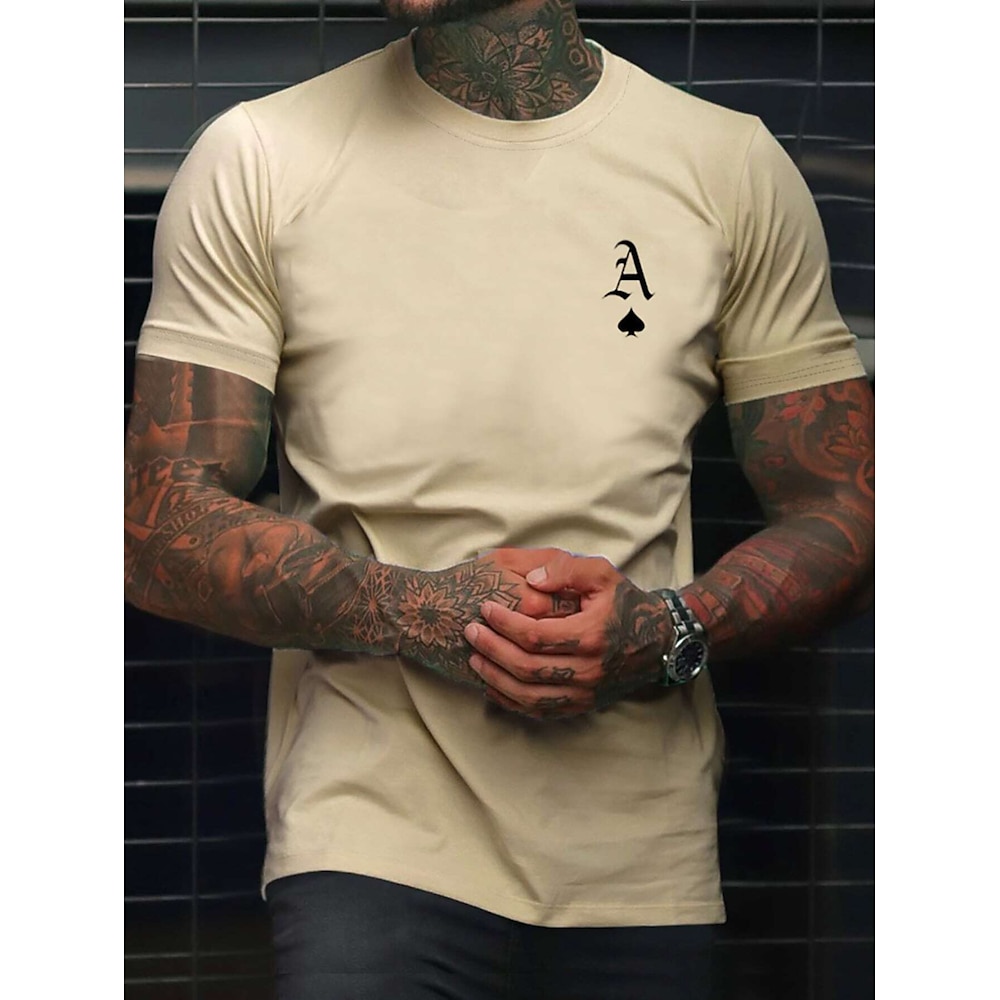 Herren Tee Kurzarm-Shirt T-Shirt Brief drucken Rundhalsausschnitt Urlaub Strasse Kurzarm Bedruckt Bekleidung Polyester Modisch Designer Lightinthebox