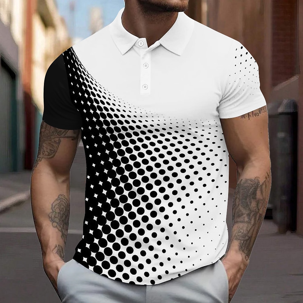 Herren Geometrisch Polo Kurzarm Polo-Shirts Hemden mit Kragen Business-Casual Schulanfang Outdoor Athlässigkeit Freizeitskleidung 3D-Druck Weiß Himmelblau Dunkelblau Lightinthebox