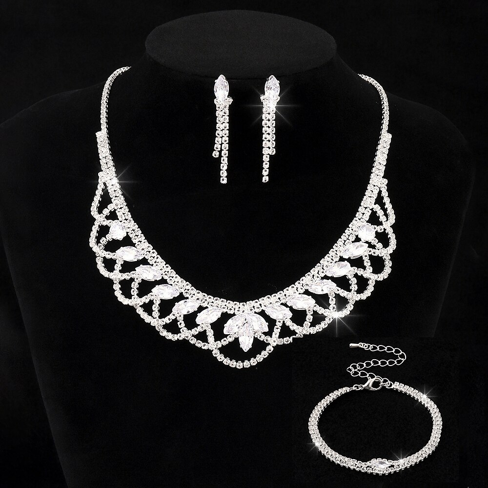 Brautschmuck-Sets 1 Aleación 1 Armreif Ohrringe Halsketten Damen Stilvoll Luxus Niedlich Schick Freude Geometrische Form Schmuck-Set Für Party-Abendgarderobe Lightinthebox