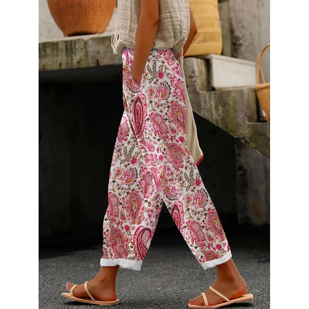 Damen Leggins Aktiv Vintage Modisch In voller Länge Hoher Taillenbund Blumen Graphic Tier Print warm Atmungsaktiv Weich Mikro-elastisch Outdoor Täglich Magenta Sommer Frühling Regular Fit Lightinthebox