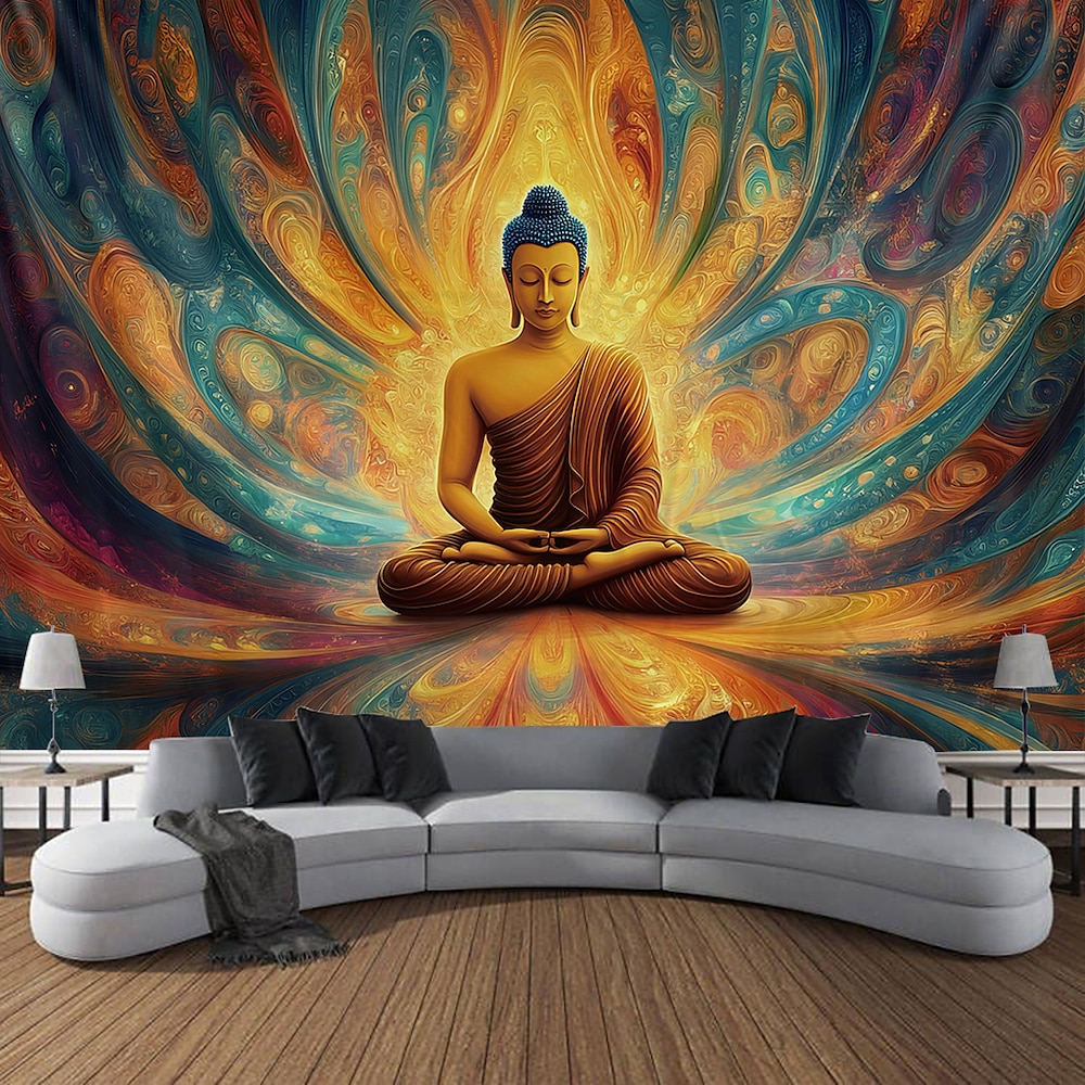 Mandala Bohemian Hängender Wandteppich Buddha Wandkunst Großer Wandteppich Wandgemälde Fotohintergrund Decke Vorhang Heim Schlafzimmer Wohnzimmer Dekoration Lightinthebox