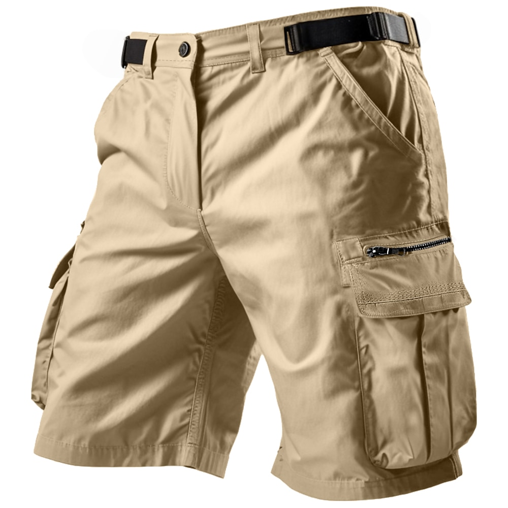 Herren Cargo Shorts Kurze Hosen Shorts Kurze Hosen Bermudas Kurze Hose für Wanderer Tasche mit Reißverschluss Multi Pocket Gerade geschnitten Glatt Atmungsaktiv Feuchtigkeitsableitung Knielänge Lightinthebox