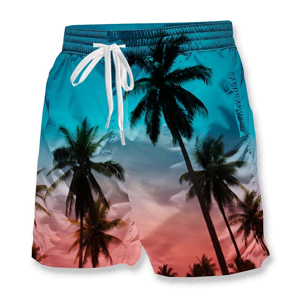 Herren Kokosnussbaum Badeshorts Boardshorts Badeshorts Badehose Schwimmshorts Mittlere Taillenlinie Hawaiianisch Brautkleider schlicht Urlaub Festtage Strandbekleidung Seitentaschen Mesh-Futter Lightinthebox