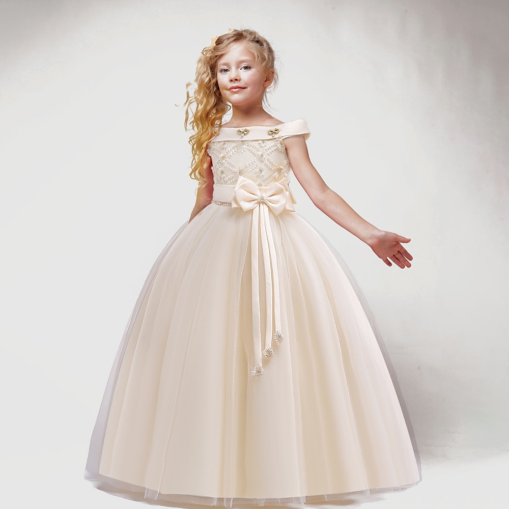 kinderkleidung Mädchen Party Kleid Feste Farbe Ärmellos Besondere Anlässe Pegeant Rückenfrei Prinzessin Süß Polyester Maxi abendkleider Sommer Frühling 4-13 Jahre Champagner Rosa Purpur Lightinthebox