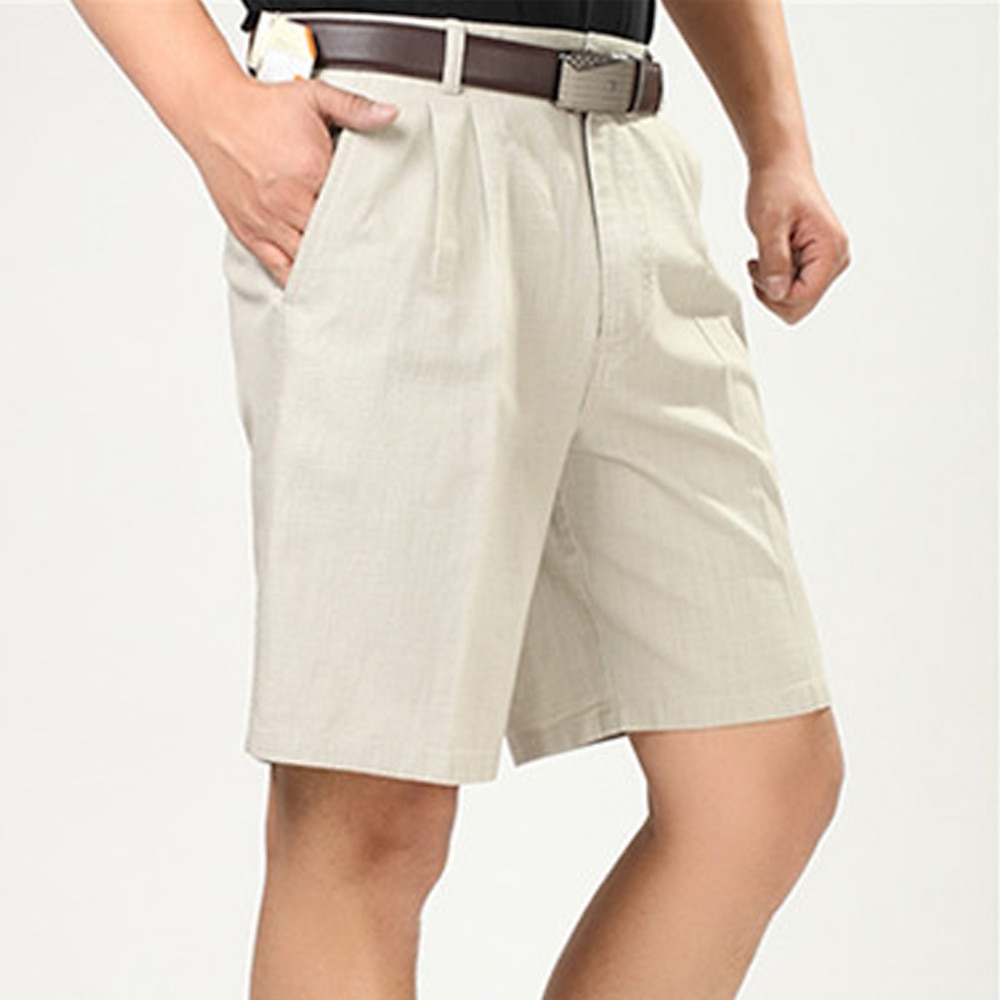 Herren Shorts Kurze Hosen Chino Bermuda Shorts Kleid-Shorts Bermudas Arbeitsshorts Gefaltet Tasche Gerade geschnitten Glatt Atmungsaktiv Kein Eisen Knielänge Outdoor Casual Täglich Modisch Lightinthebox