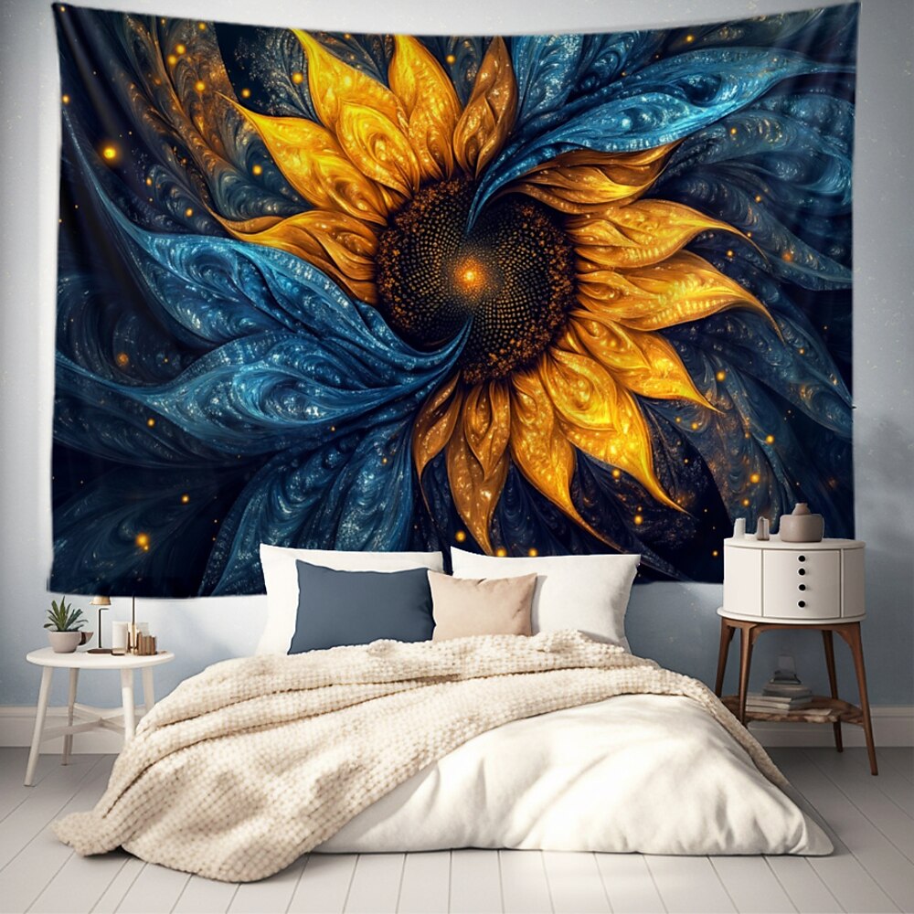 Fantasy Sonnenblume hängender Wandteppich Wandkunst großer Wandteppich Wanddekoration Fotograf Hintergrund Decke Vorhang Wohnraum Schlafzimmer Wohnzimmerculture Lightinthebox