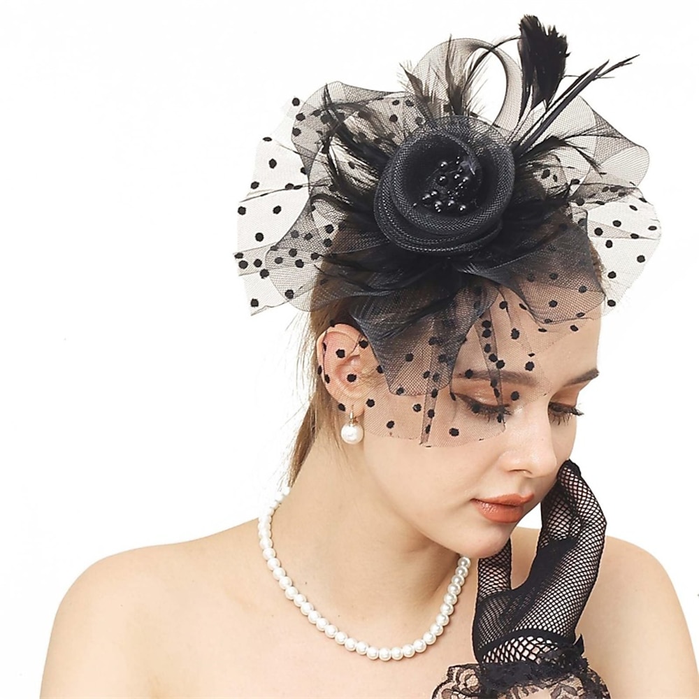 Fascinator-Hüte für Frauen, Kentucky Derby, Teeparty-Hut, Hochzeits-Mesh-Bänder, Cocktail-Hut, ausgefallene Blumenfedern, Fascinator-Clip Lightinthebox