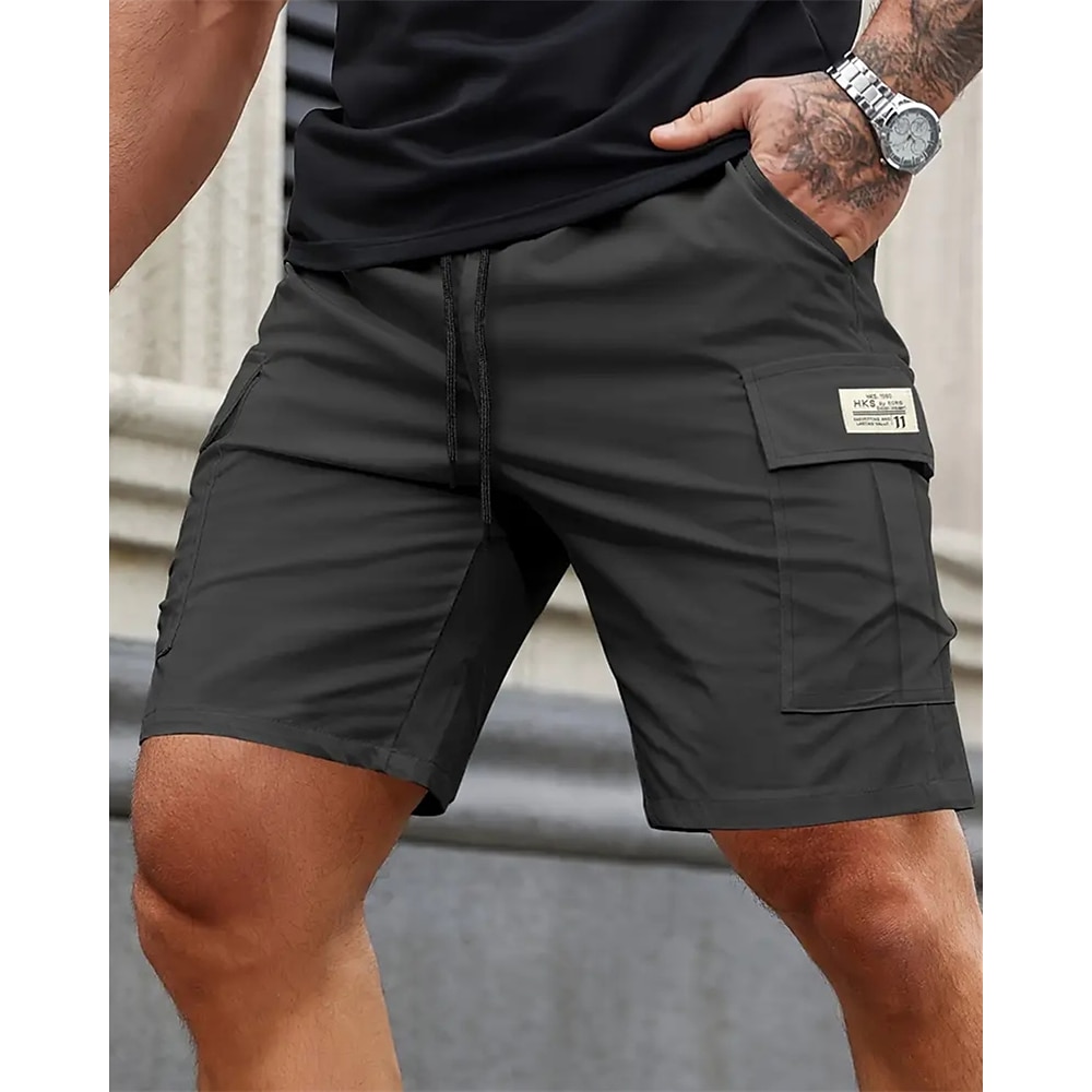 Herren Cargo Shorts Kurze Hosen Shorts Kurze Hosen Sommer-Shorts Kordelzug Elastische Taille Multi Pocket Glatt Komfort tragbar Kurz Outdoor Sport Täglich Modisch Brautkleider schlicht Schwarz Khaki Lightinthebox