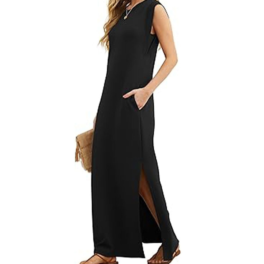 Damen Maxidress Sweatkleid Etuikleid Brautkleider schlicht Urlaub Strasse Casual Regular Fit Graphic Kurzarm Rundhalsausschnitt Schwarz Weiß Wein Blau Sommer Lightinthebox