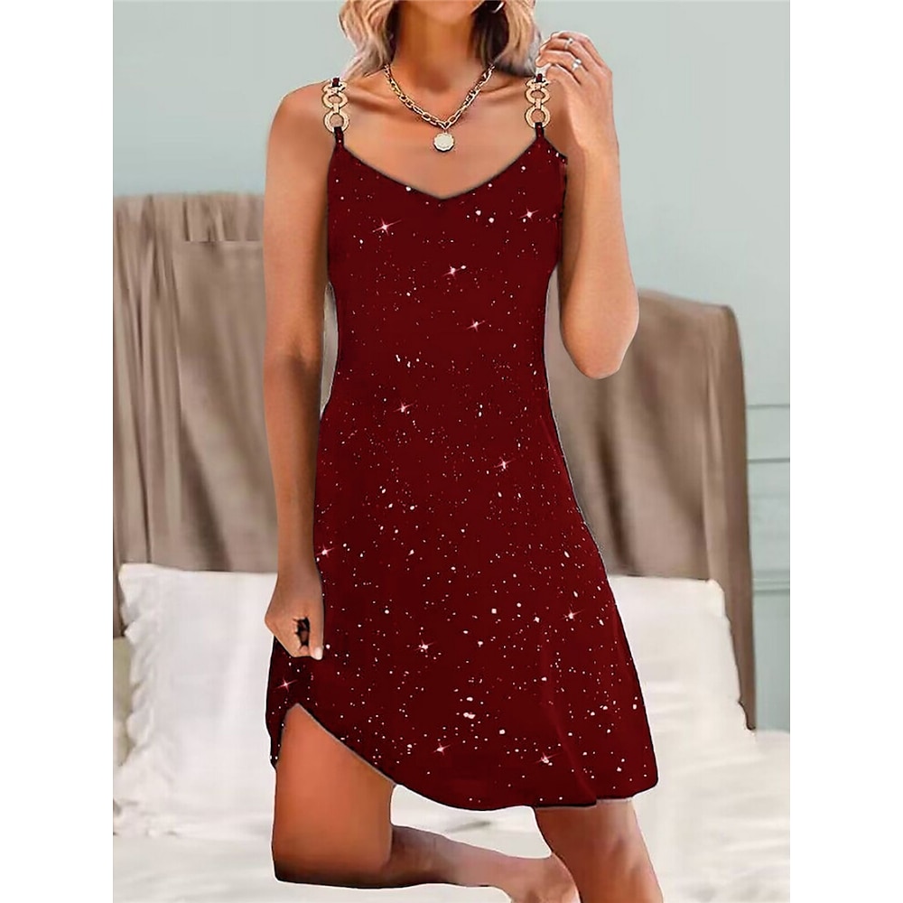 Damen Minikleid Casual kleid A Linie Kleid Cami-Kleid Halbformelle Kleider kleid hochzeitsgast Cocktailparty Regular Fit Graphic Ärmellos Gurt Wein Purpur Grün Sommer Lightinthebox